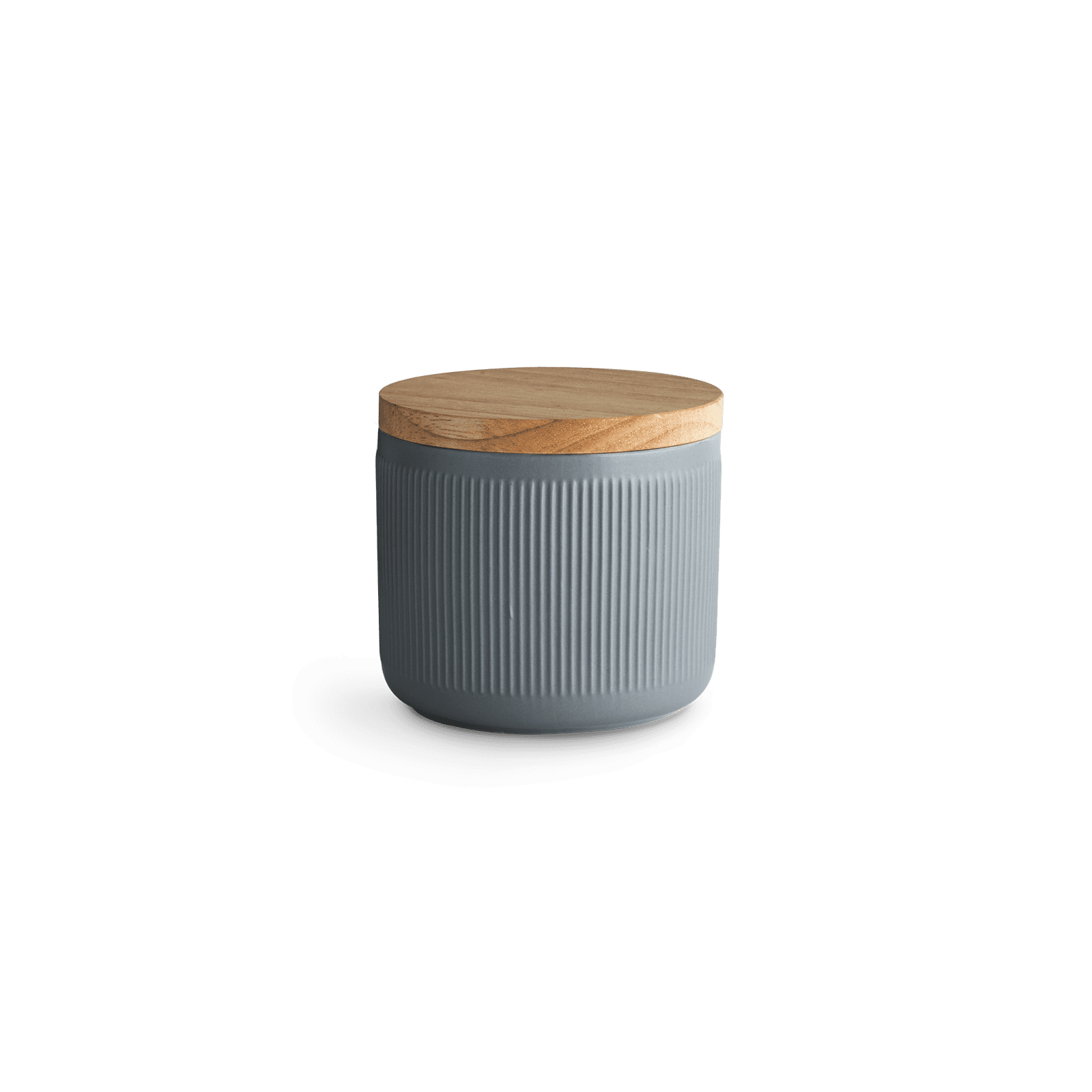 Keramik Vorratsdosen Stripes mit Holzdeckel - 10,1 x 9,3 cm - dunkelgrau