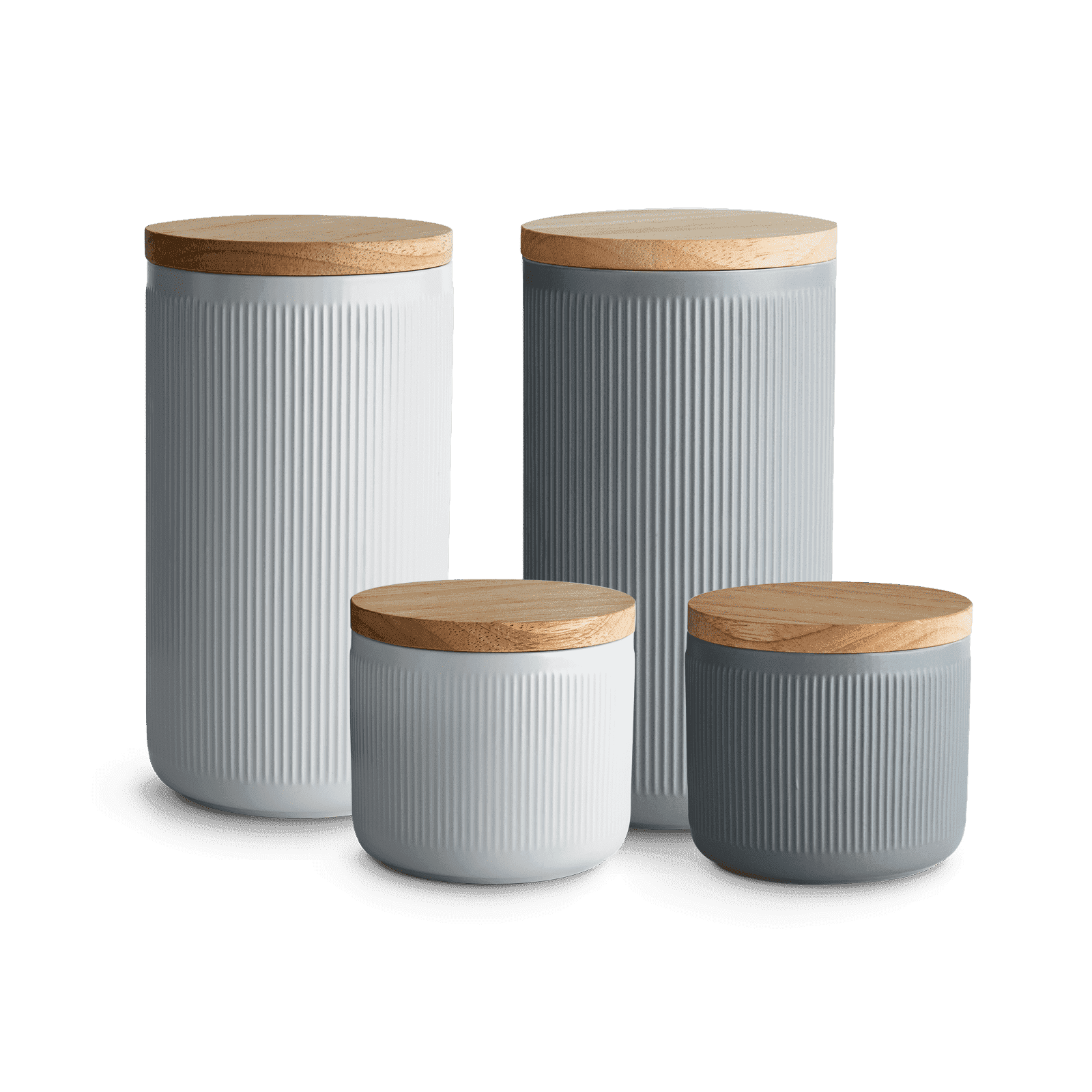 Keramik Vorratsdosen Stripes 4er Set - Hellgrau, Dunkelgrau