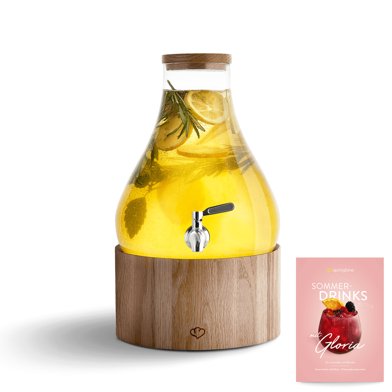 Glas Getränkespender 5,5 L Gloria mit Edelstahl-Zapfhahn & Ständer aus – Springlane