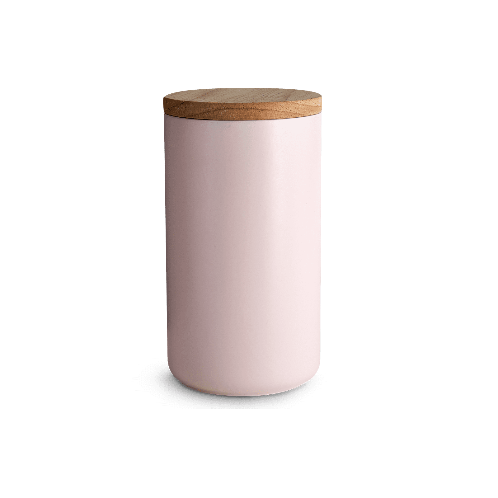Keramik Vorratsdosen Sweet Scandi mit Holzdeckel - 10,1 x 18,3 cm - Rosa/Braun