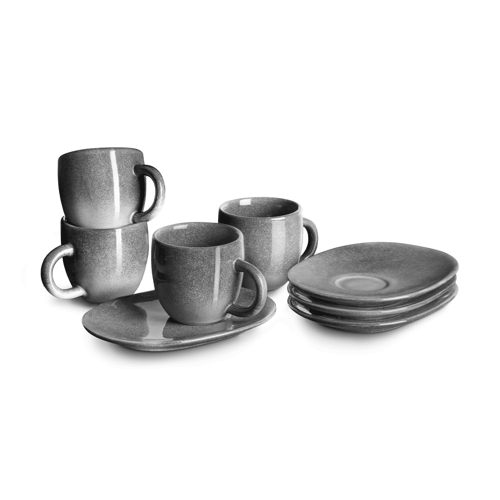 Espressotasse mit Untertasse Misty Cliff 4er-Set, Steingut