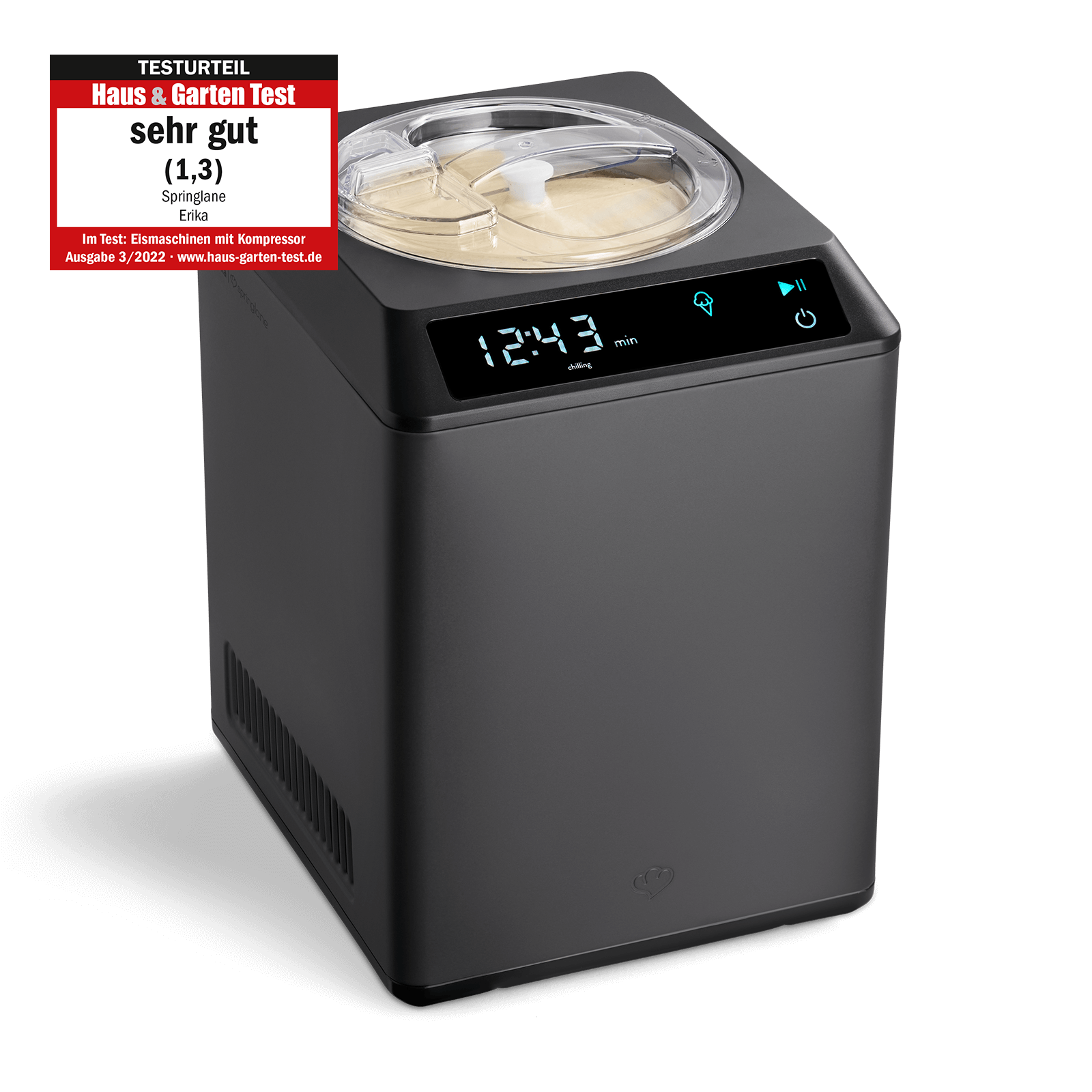 2-in-1 Eismaschine und Joghurtbereiter Erika 2,5 Liter - Schwarz