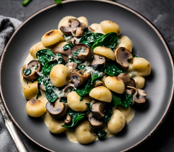 Cremige Gnocchi-Pfanne mit Pilzen und Spinat – Wohlfühlgenuss aus der Pfanne