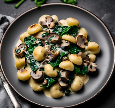 Cremige Gnocchi-Pfanne mit Pilzen und Spinat – Wohlfühlgenuss aus der Pfanne