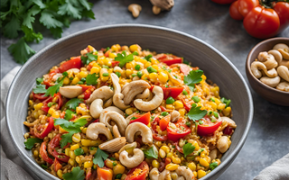 Ein Hauch von Spanien in Ihrer Küche: Bunte Gemüse Paella mit Cashewkernen