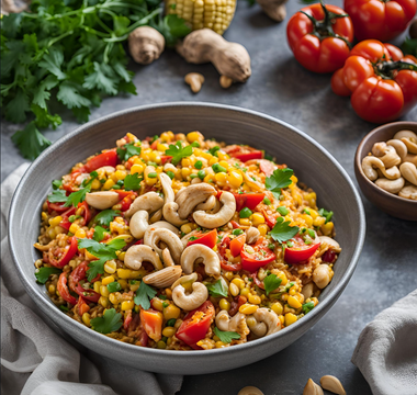 Ein Hauch von Spanien in Ihrer Küche: Bunte Gemüse Paella mit Cashewkernen