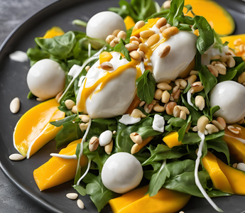 Erfrischender Mango-Avocado-Rucola-Salat mit Pinienkernen und Büffelmozzarella Springlane