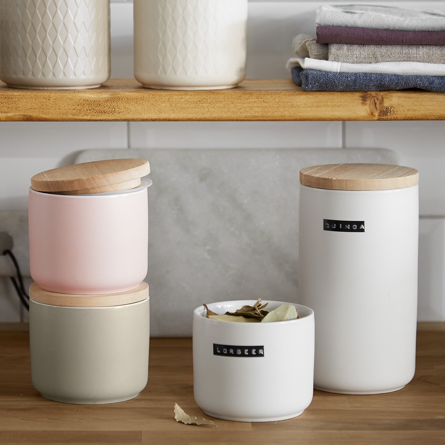 springlane aufbewahrung Keramik Vorratsdosen mit Holzdeckel Sweet Scandi