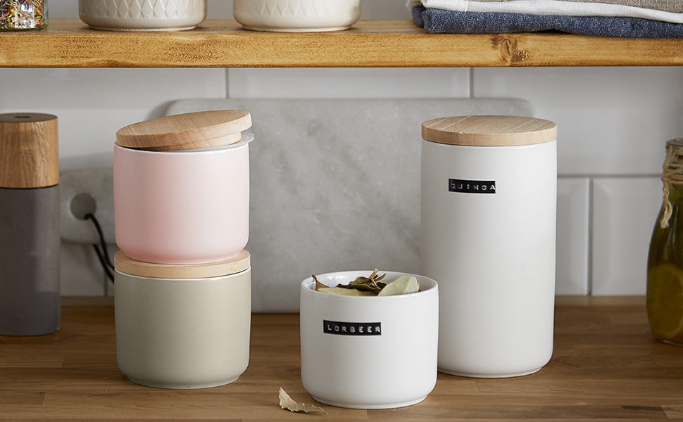 Keramik Vorratsdosen mit Holzdeckel Sweet Scandi