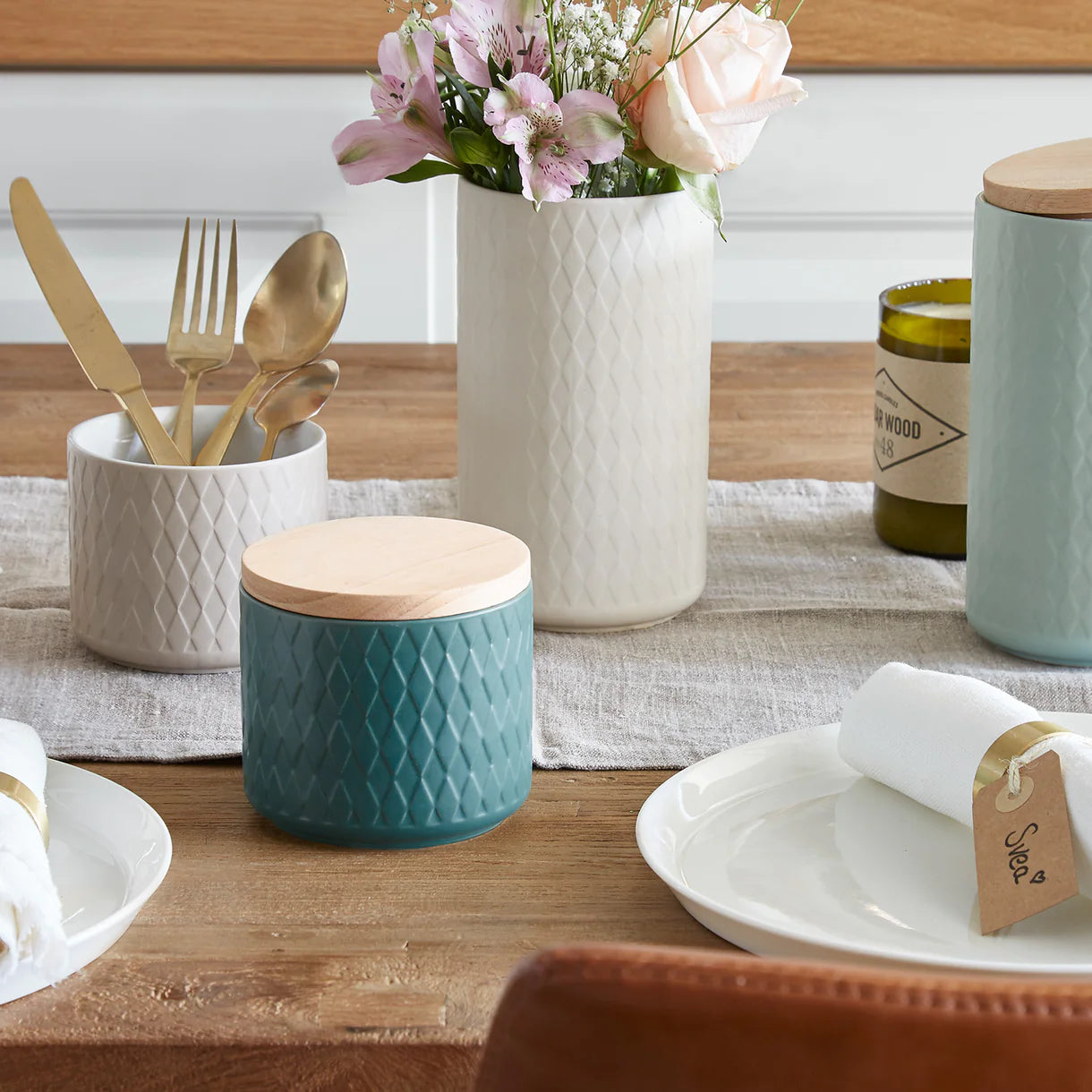 Keramik Vorratsdosen mit Holzdeckel Sweet Scandi