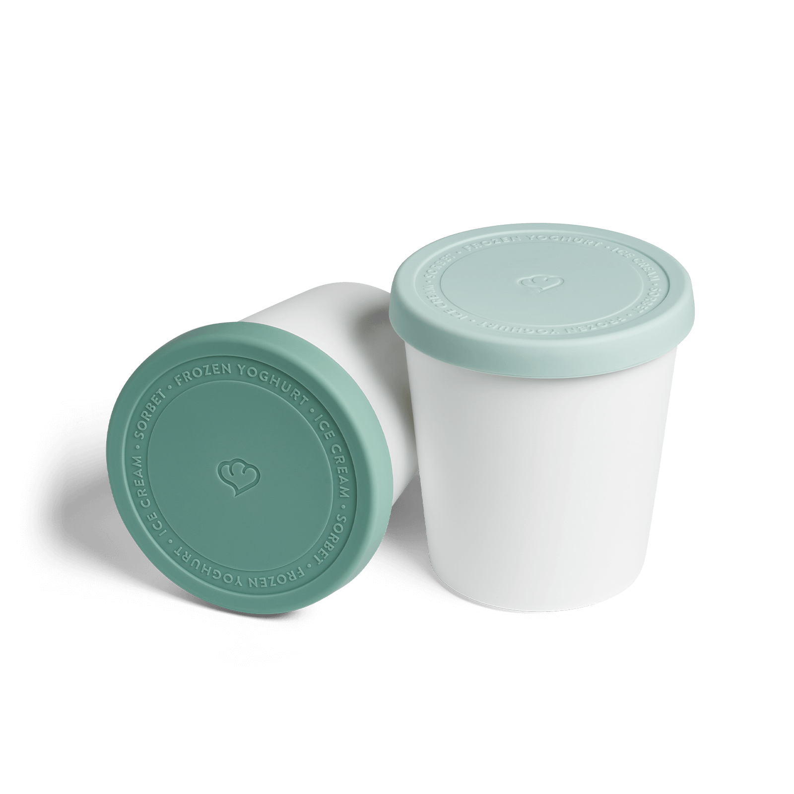 2er-Set Eisbehälter für Speiseeis 1 L, BPA-frei - Mint/Weiß