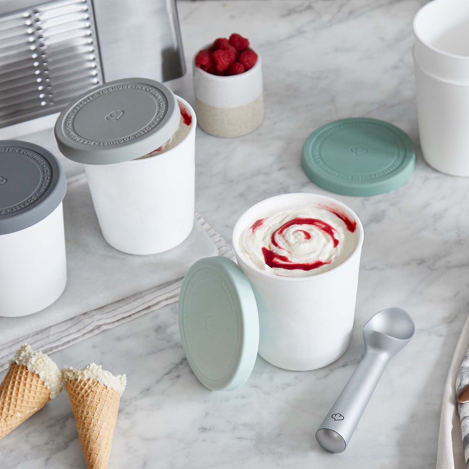 eis aufbewahrung 2er-Set Eisbehälter 1 L | Mint/Weiß