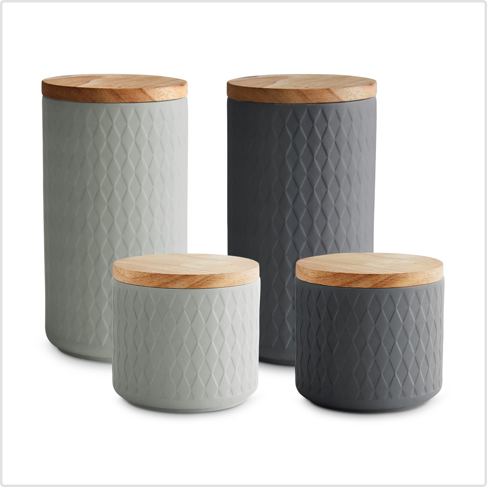 Keramik Vorratsdosen mit Holzdeckel 4-teiliges Set
