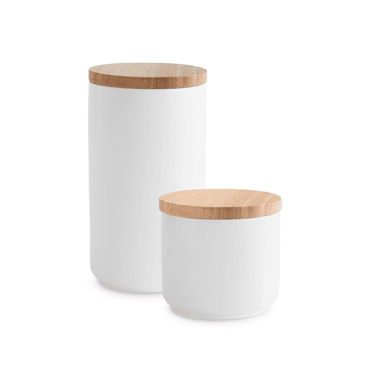 Keramik Vorratsdosen 2-tlg. Set mit Holzdeckel Sweet Scandi - Weiß/Braun