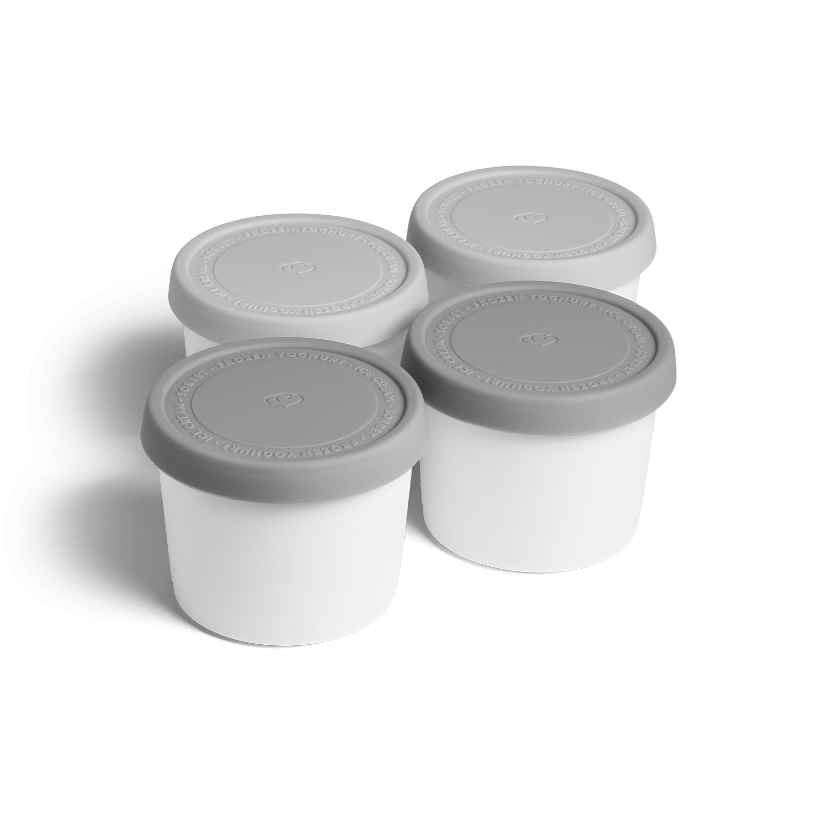 4er-Set Eisbehälter 400 ml,  8,2 x 11 cm, BPA-frei - Grau/Weiß