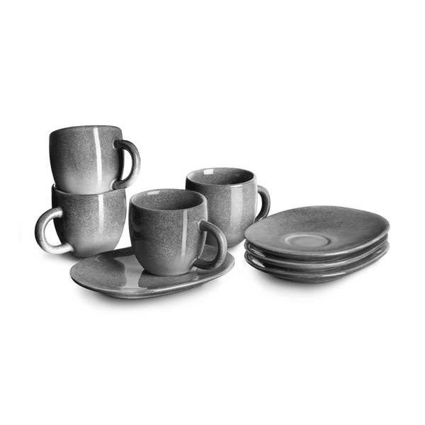 Espressotasse mit Untertasse Misty Cliff 4er-Set, Steingut – Springlane