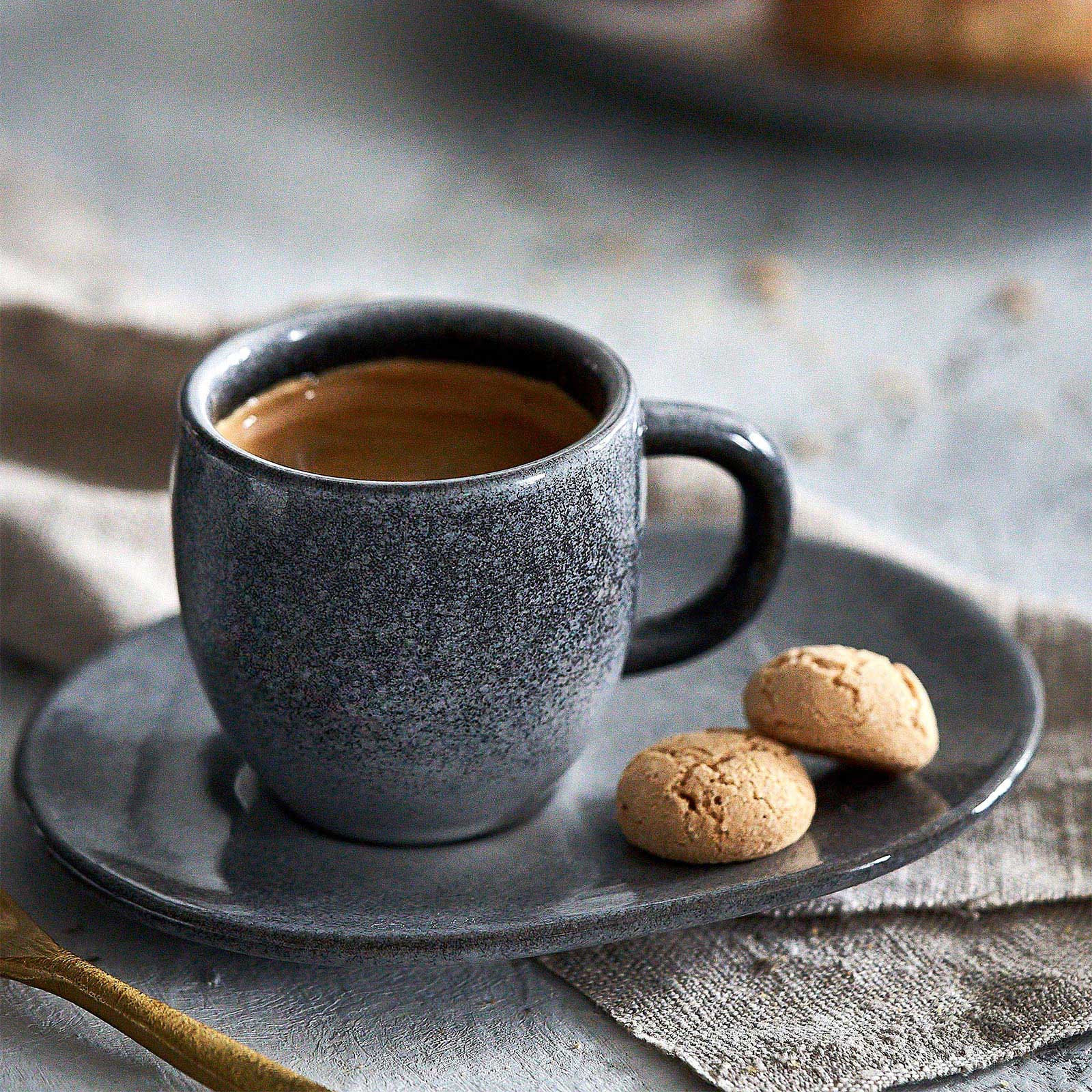 Espressotasse mit Untertasse Misty Cliff 4er-Set, Steingut – Springlane