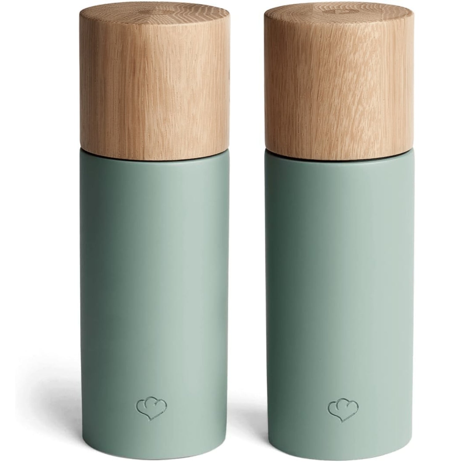 Salt & pepper mill set 2 pcs. made of oak and concrete - brown/mint