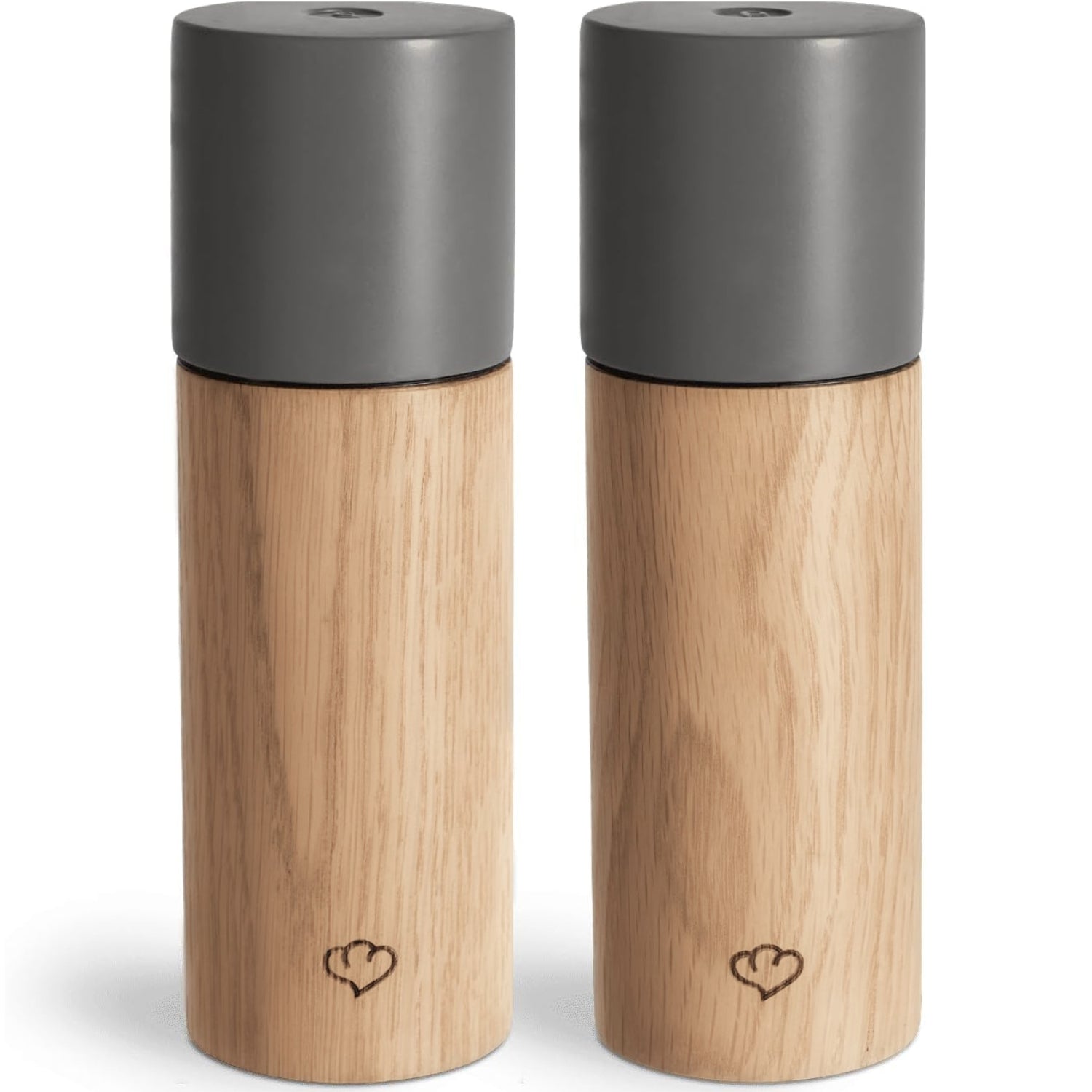 Salt & pepper mill set 2 pcs. made of oak and concrete - brown/dark gray